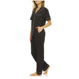 NEW Flora by Flora Nikrooz Ladies 2-Piece Short Sleeve Notch Collar PJ in Black